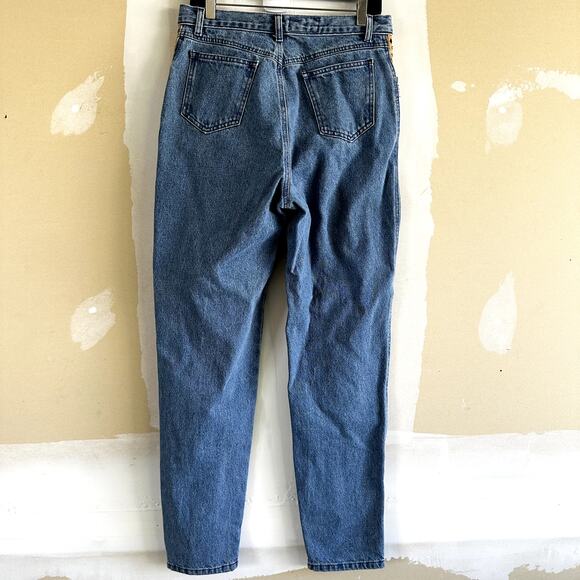 VTG Opal By Lorraine Wardy High Waisted Jeans Floral Leather Cotton Pocket 12 32 - Picture 5 of 5